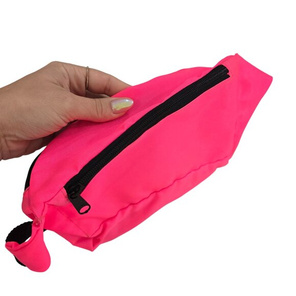 Vintage 90s Neon Pink Fanny pack crossbody Adjustable Black Strap festival retro - Picture 3 of 9